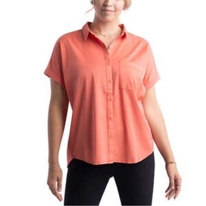 Como Vintage Coral Button-Down Lyocell Tencel Shirt